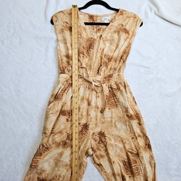 JAPNA Lightweight Brown Tie Dye Jogger Jumpsuit Size Small Sleeveless Summer - Picture 13 of 13